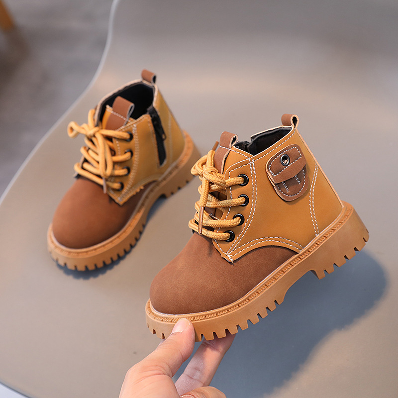Wholesale Casual Boys Toddler Leather Boots Children Fashion New Style Winter Shoes for Girls Zipper Little Boots for Kids Ankle