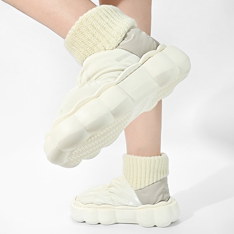 Snow Ankle Boots EVA Anti-slip Sole Outdoor Comfort Fluffy Waterproof shoes Lined Soft Memory Foam Knit winter shoes Women Men