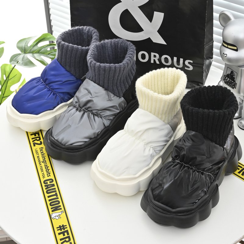 Snow Ankle Boots EVA Anti-slip Sole Outdoor Comfort Fluffy Waterproof shoes Lined Soft Memory Foam Knit winter shoes Women Men