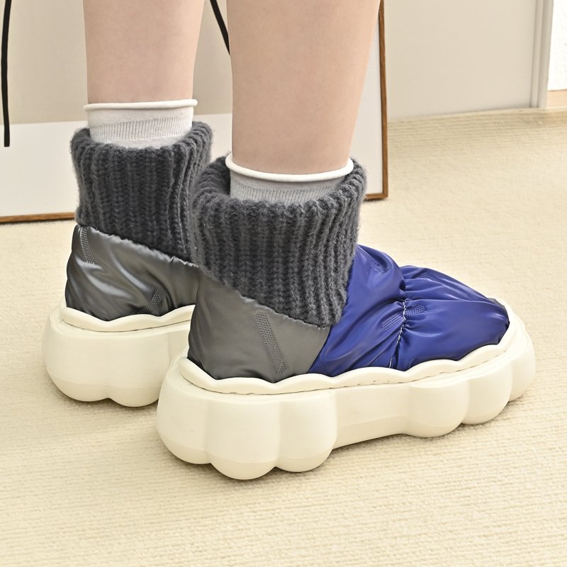 Snow Ankle Boots EVA Anti-slip Sole Outdoor Comfort Fluffy Waterproof shoes Lined Soft Memory Foam Knit winter shoes Women Men