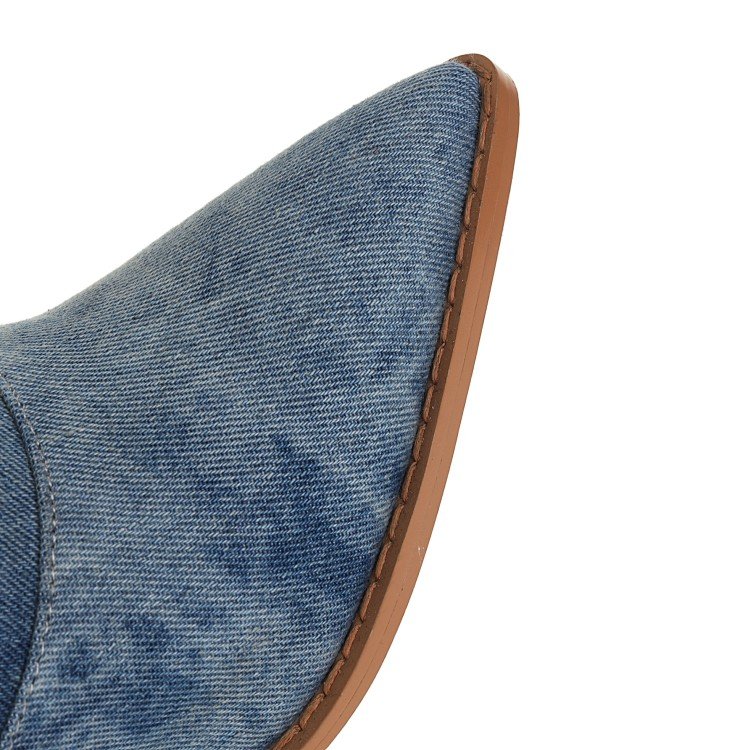 Hot Sale Botas Mujer Sexy Denim Knee High Cut Blue Jeans Boots for Woman