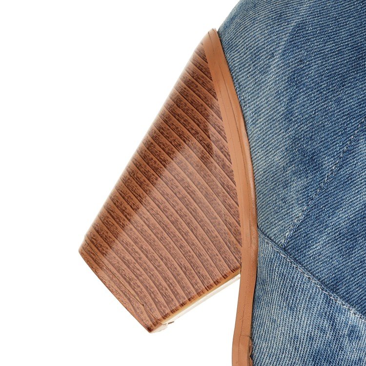 Hot Sale Botas Mujer Sexy Denim Knee High Cut Blue Jeans Boots for Woman