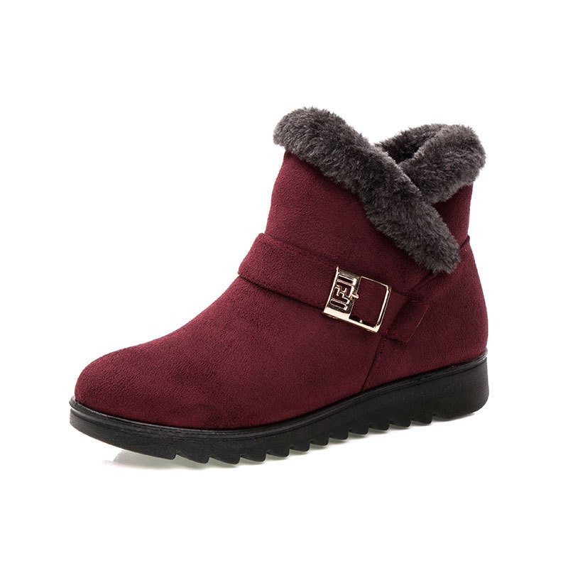 Winter outside keep warm buckle plus velvet zipper flat soles platform ankle boots women's snow boots