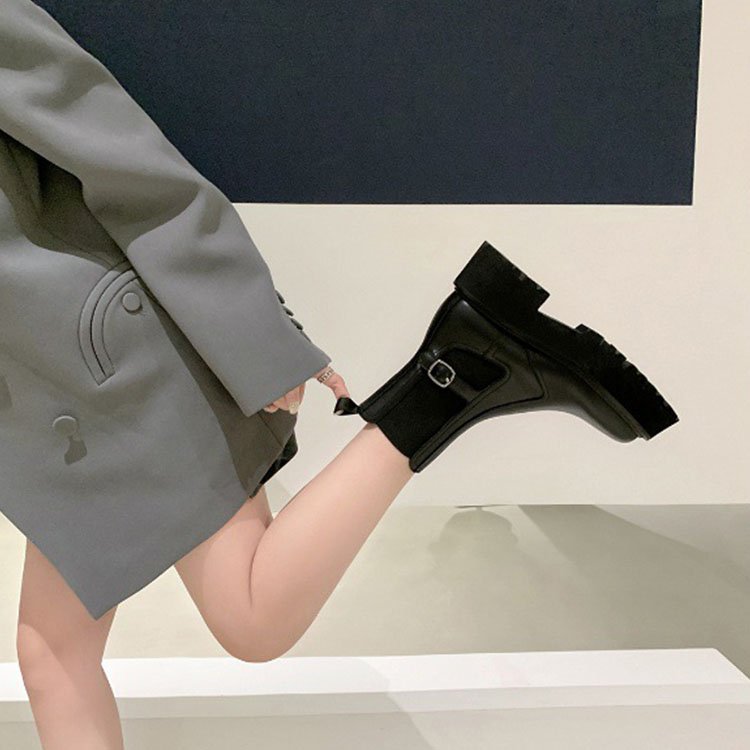 Manufacture good quality buckle boots women's short boots women platform boots