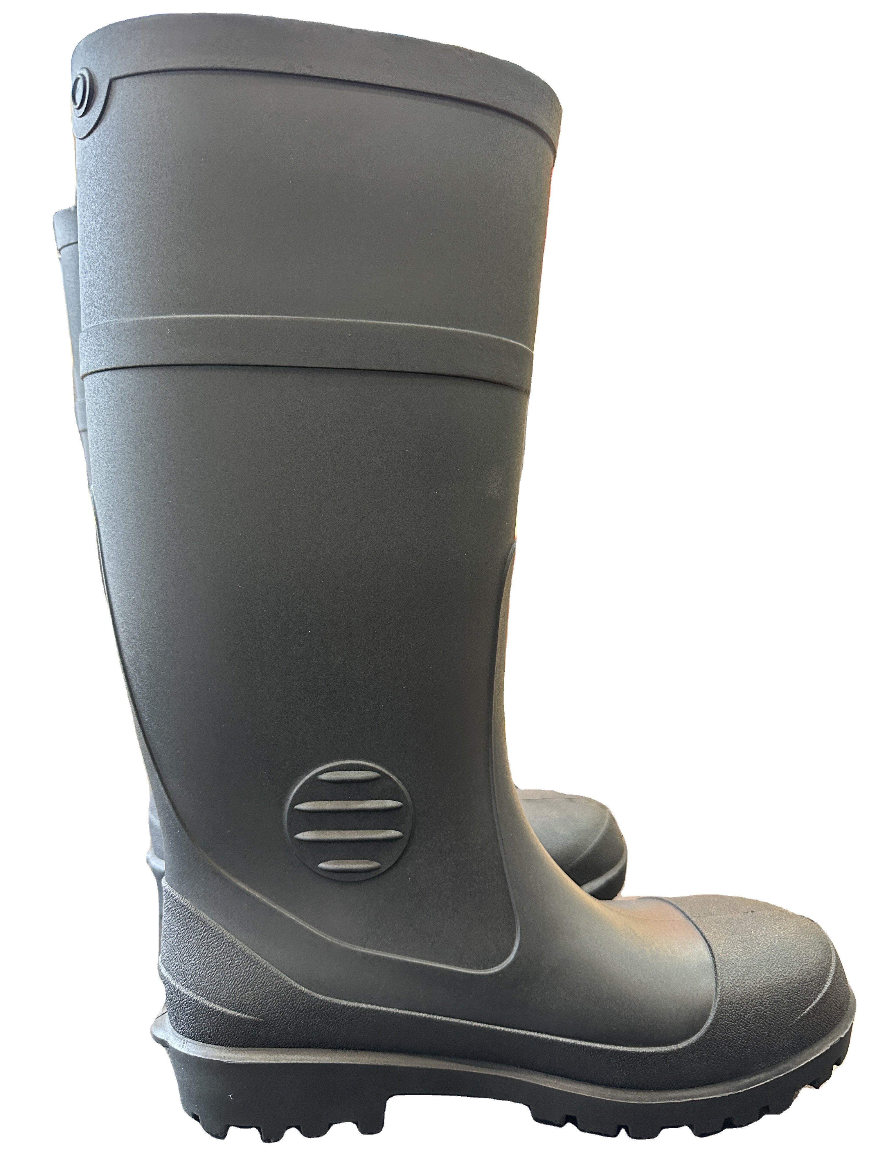 Wholesale Low Price Plastic pure black Boot Men Steel Toe PVC Safety Construction Boots For Worker