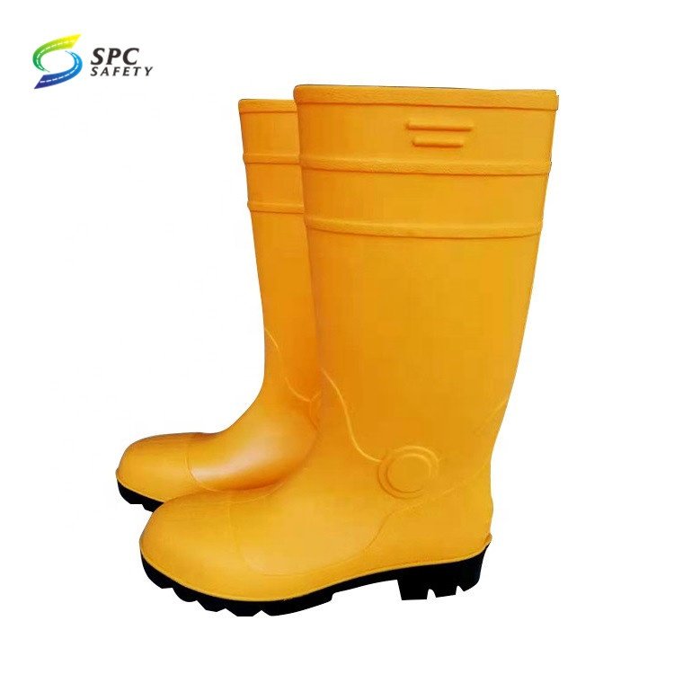 Cheap anti slip puncture waterproof industry construction work steel toe PVC rubber protective gumboots safety rain boots