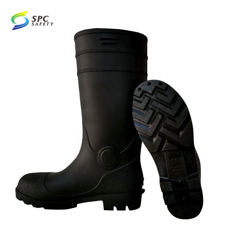 Cheap anti slip puncture waterproof industry construction work steel toe PVC rubber protective gumboots safety rain boots
