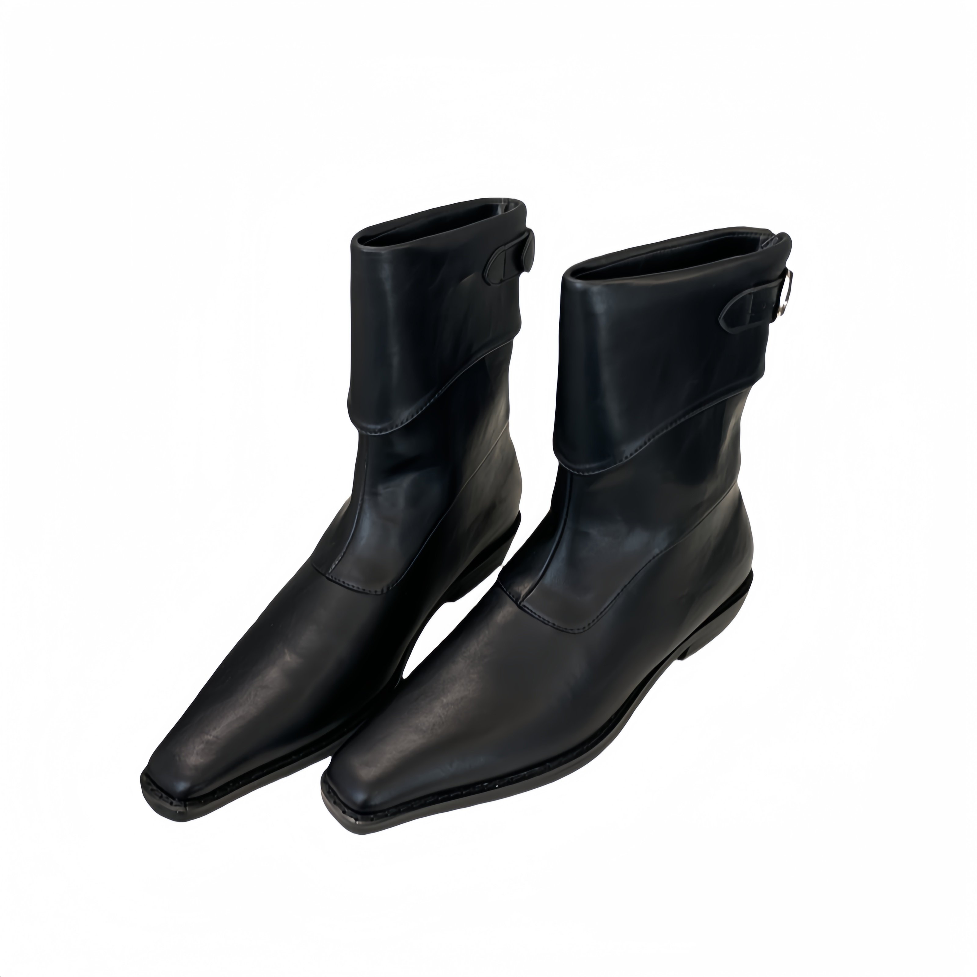 2024 new short boots natural wrinkle thin heel pointed fashionable all-match Street plus boots