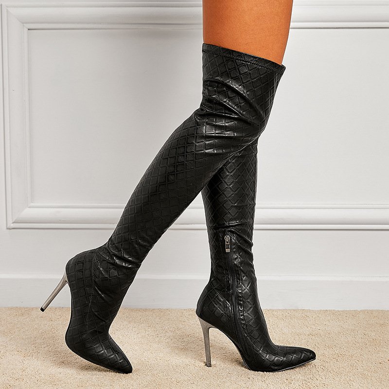 BUSY GIRL LFN4804 women thigh high boots high heeled fall winter shoes 11cm high heels over knee thigh boots women stretch boots