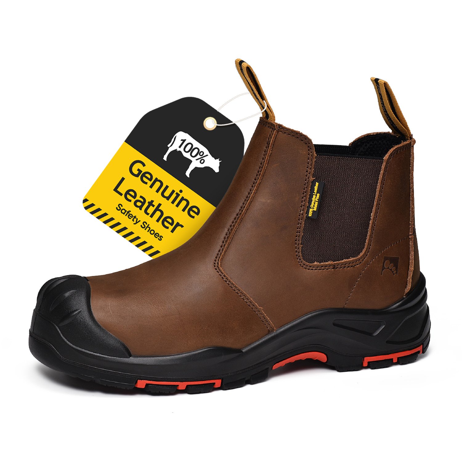 Men's Heavy Duty Mining Industrial Construction Work Boot Shoes SAFETOE Brown Nubuck Leather S3 Safety Boot