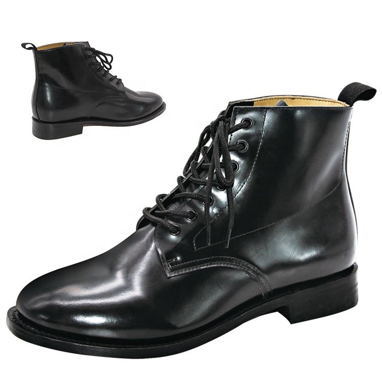 High quality black fashion leather upper and leather sole dress boots for men