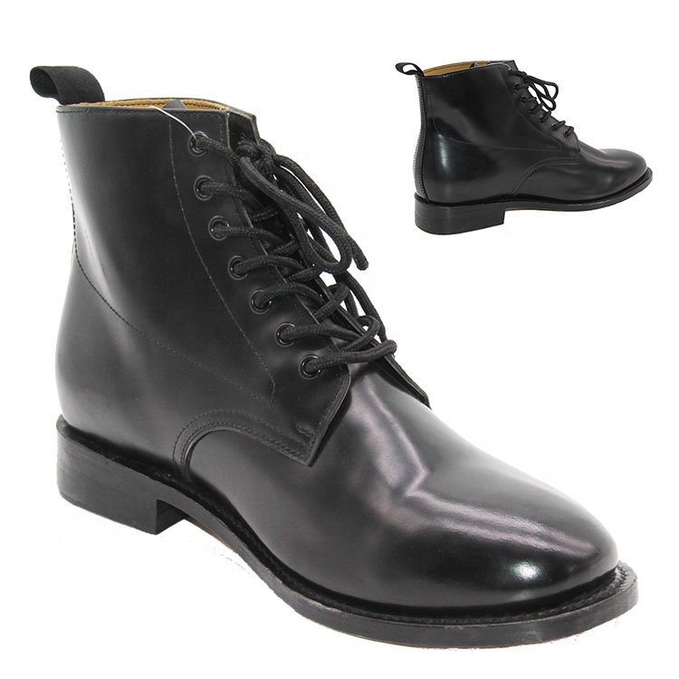 High quality black fashion leather upper and leather sole dress boots for men