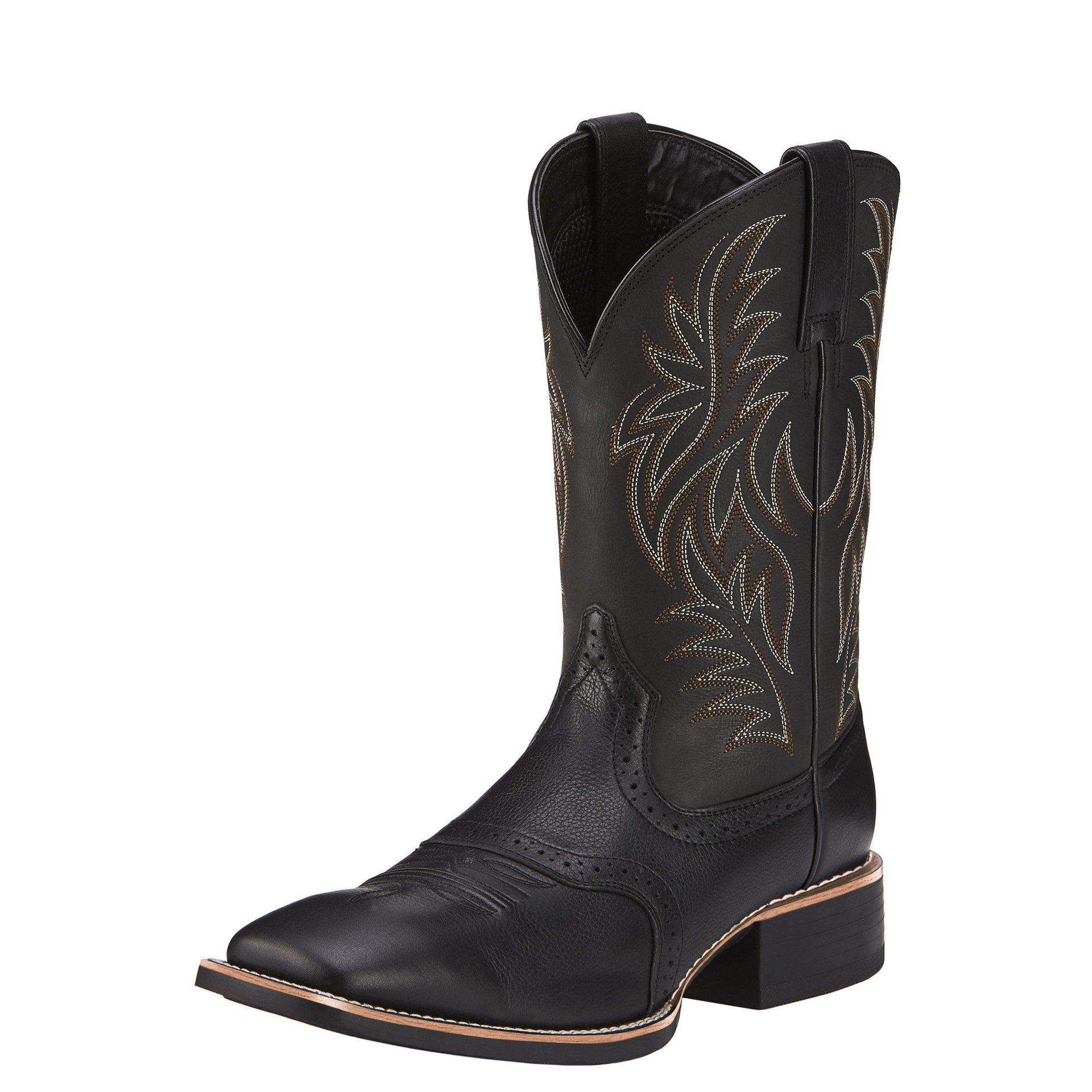 Wide head high tube embroidery flower gentlemen cowboy boots casual fashion men designer carved low heel winter knight boots