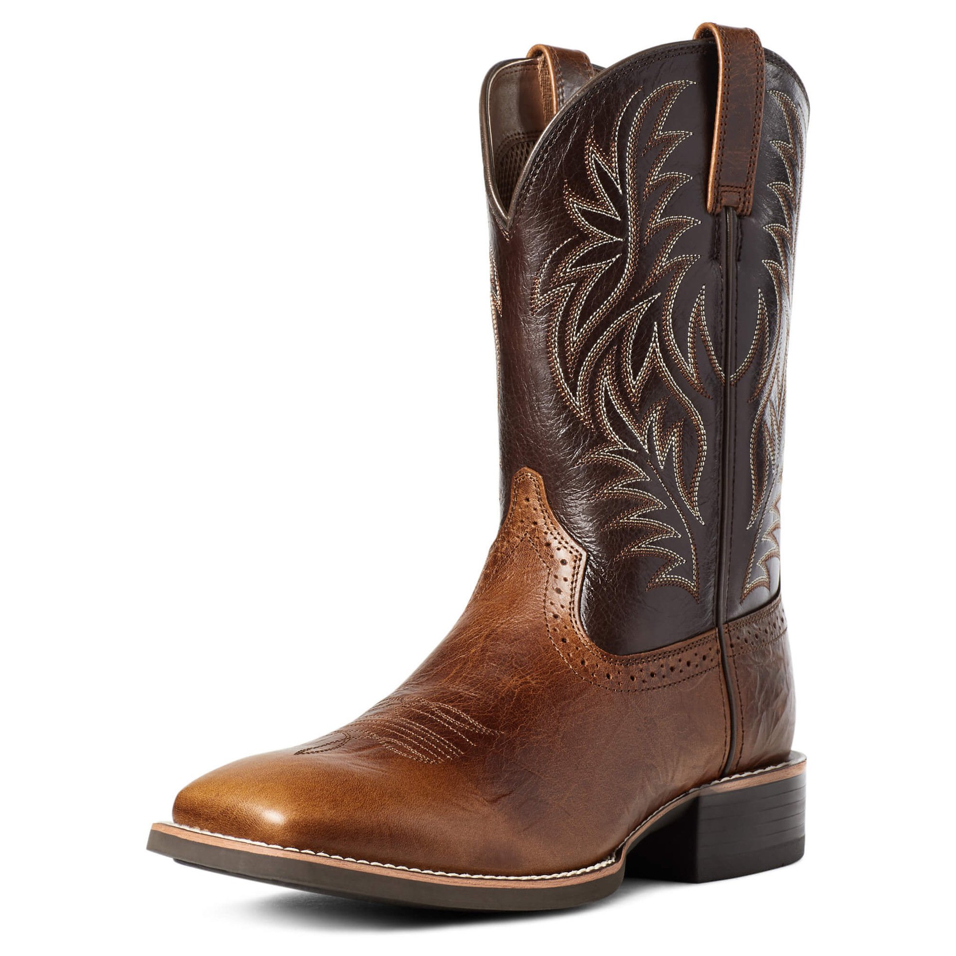 Wide head high tube embroidery flower gentlemen cowboy boots casual fashion men designer carved low heel winter knight boots