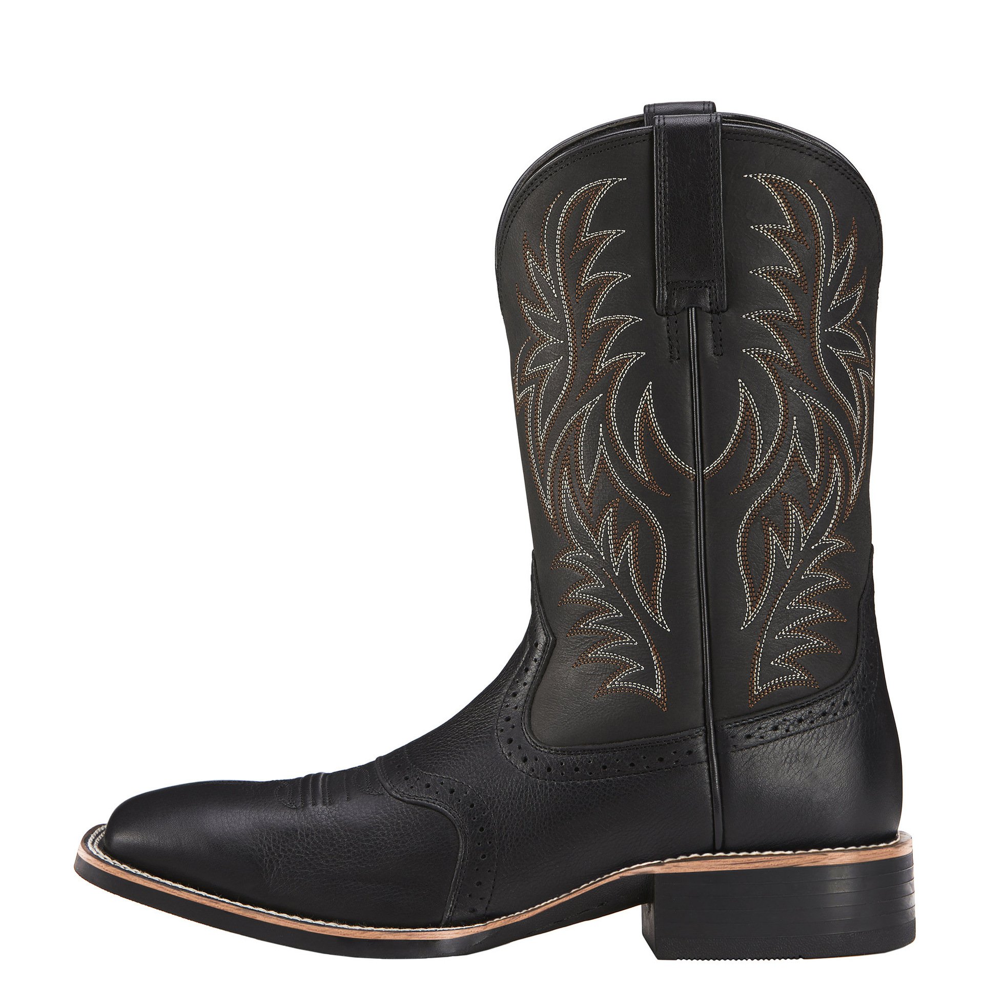 Wide head high tube embroidery flower gentlemen cowboy boots casual fashion men designer carved low heel winter knight boots