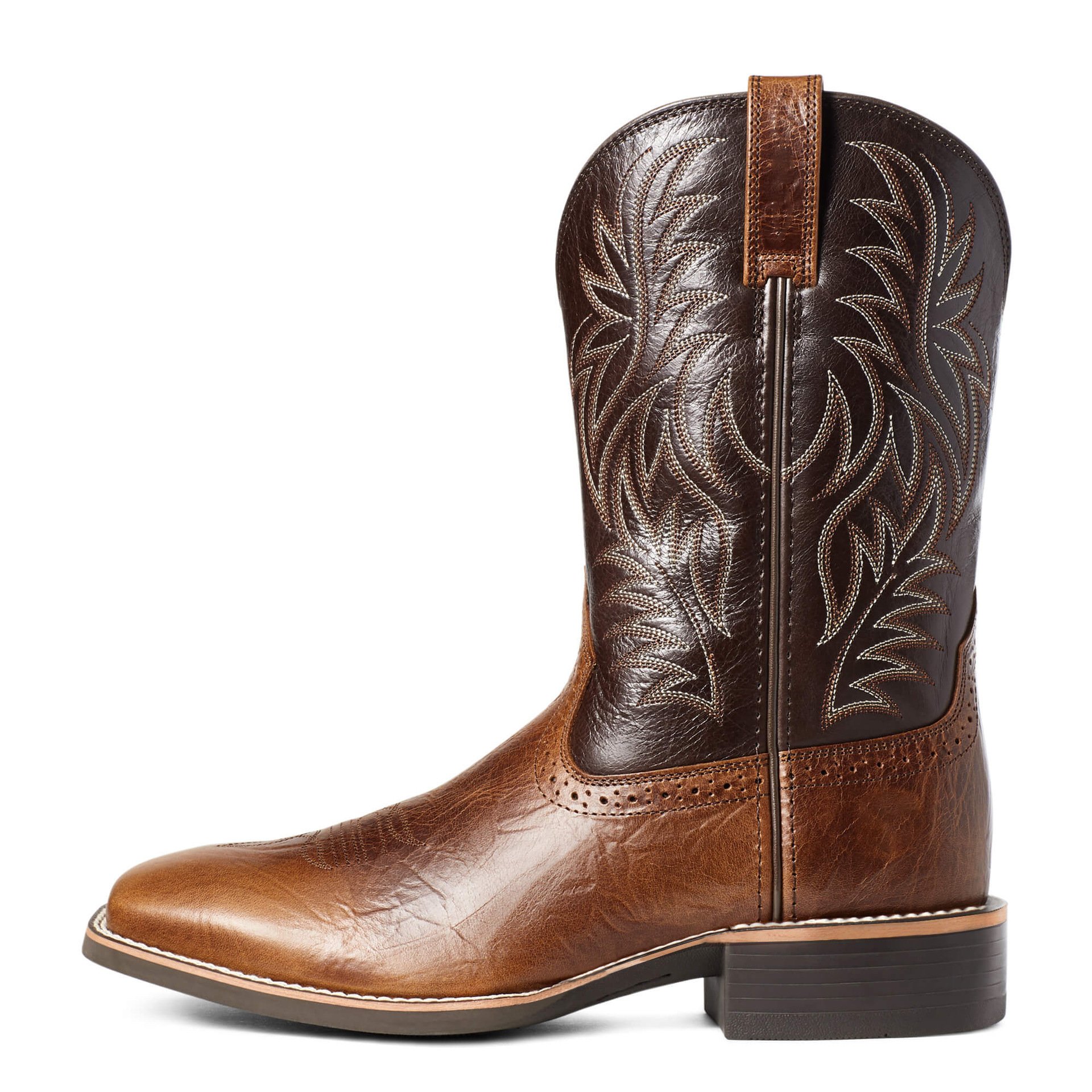 Wide head high tube embroidery flower gentlemen cowboy boots casual fashion men designer carved low heel winter knight boots