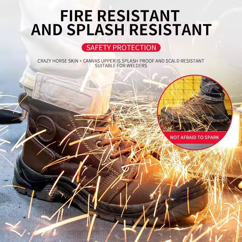 OEM Genuine Leather Safety Shoes Steel Toe Work Boots Construction Mens botas de seguridad Industrial