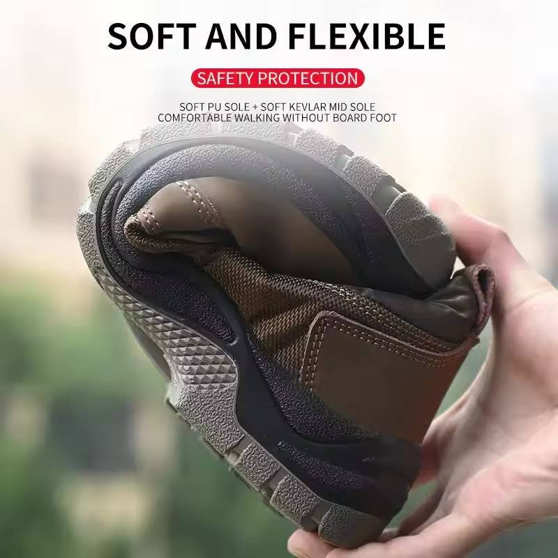 OEM Genuine Leather Safety Shoes Steel Toe Work Boots Construction Mens botas de seguridad Industrial