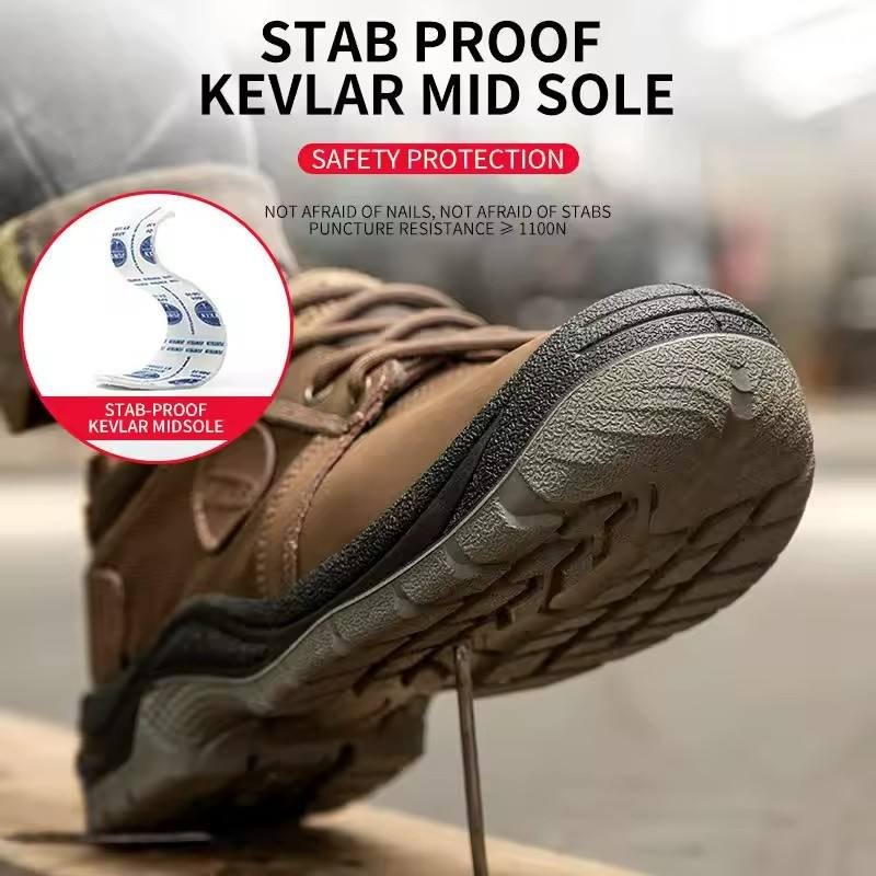 OEM Genuine Leather Safety Shoes Steel Toe Work Boots Construction Mens botas de seguridad Industrial