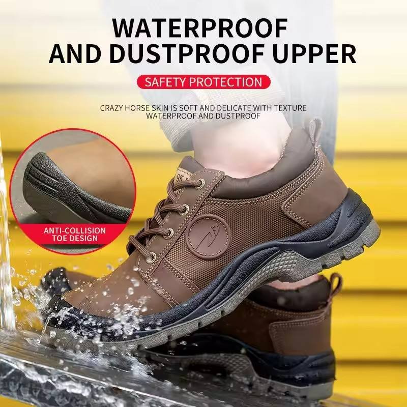 OEM Genuine Leather Safety Shoes Steel Toe Work Boots Construction Mens botas de seguridad Industrial