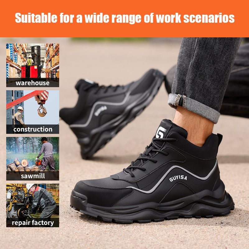 GUYISA Lightweight rubber and plastic outsole safety boots Steel toe industrial safety boots