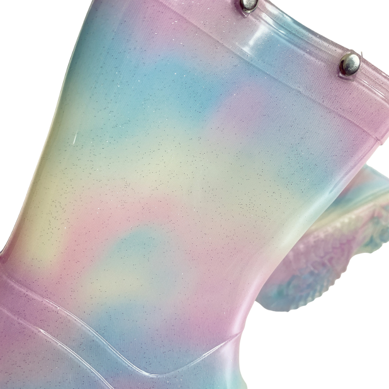 Manufacture Classic Children's Light Baby Cartoon PVC Kids Rain Boots with Handles for Child