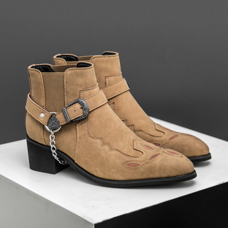 Men's Western Chukka Boots with Embroidered Cowboy Design