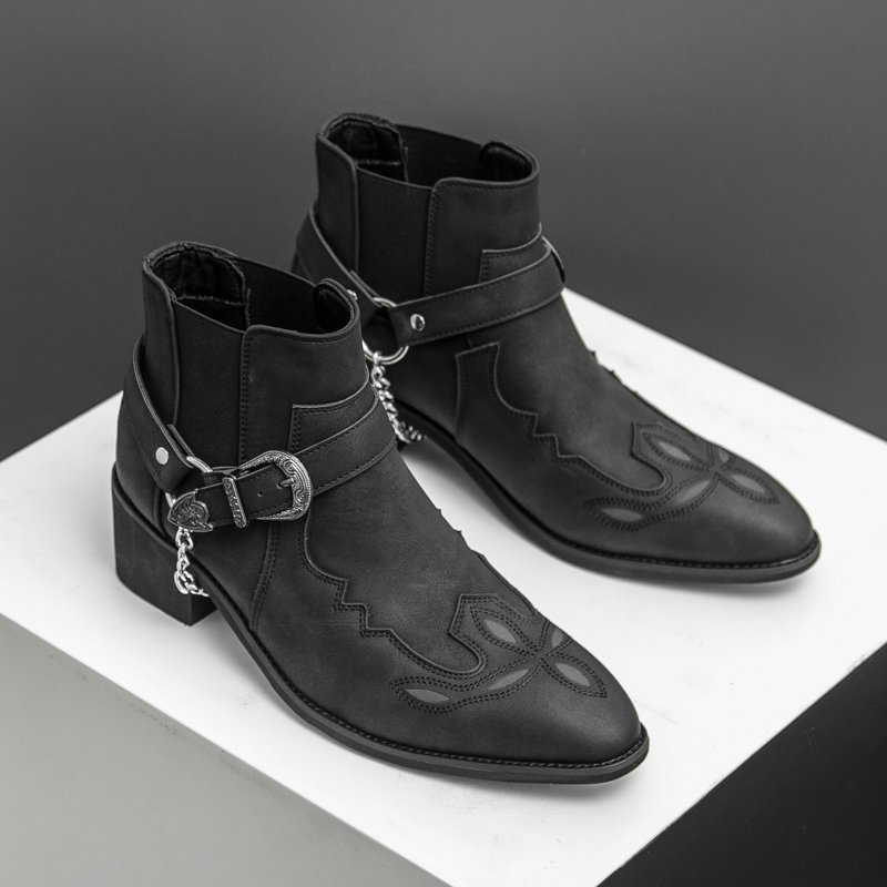 Men's Western Chukka Boots with Embroidered Cowboy Design