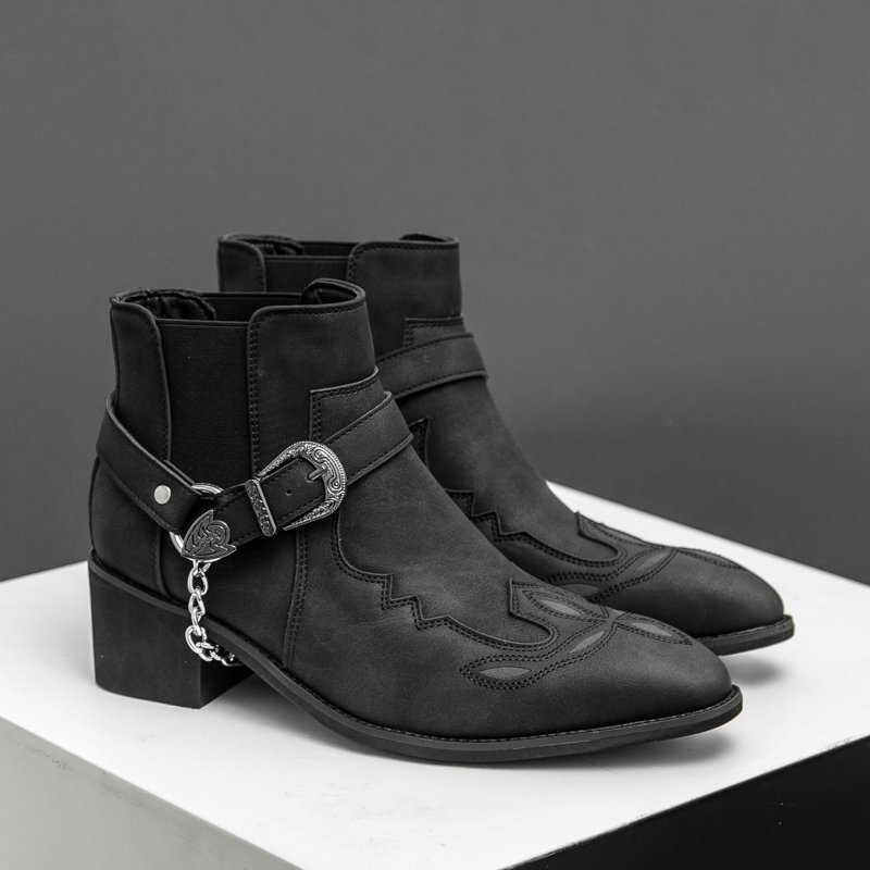 Men's Western Chukka Boots with Embroidered Cowboy Design