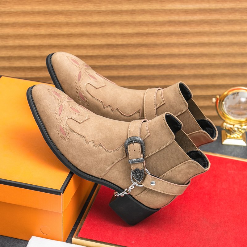 Men's Western Chukka Boots with Embroidered Cowboy Design