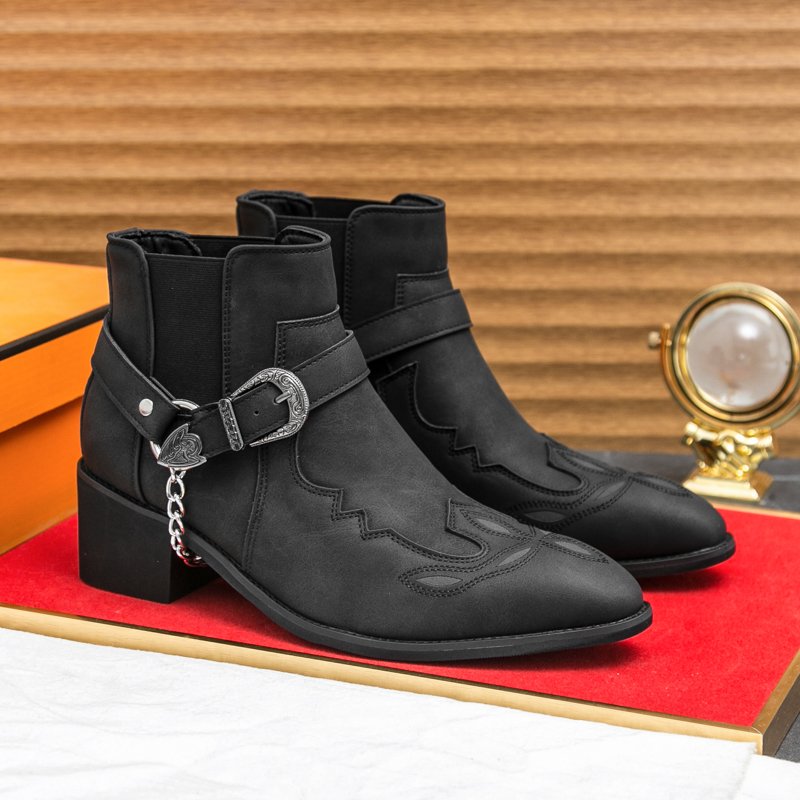 Men's Western Chukka Boots with Embroidered Cowboy Design
