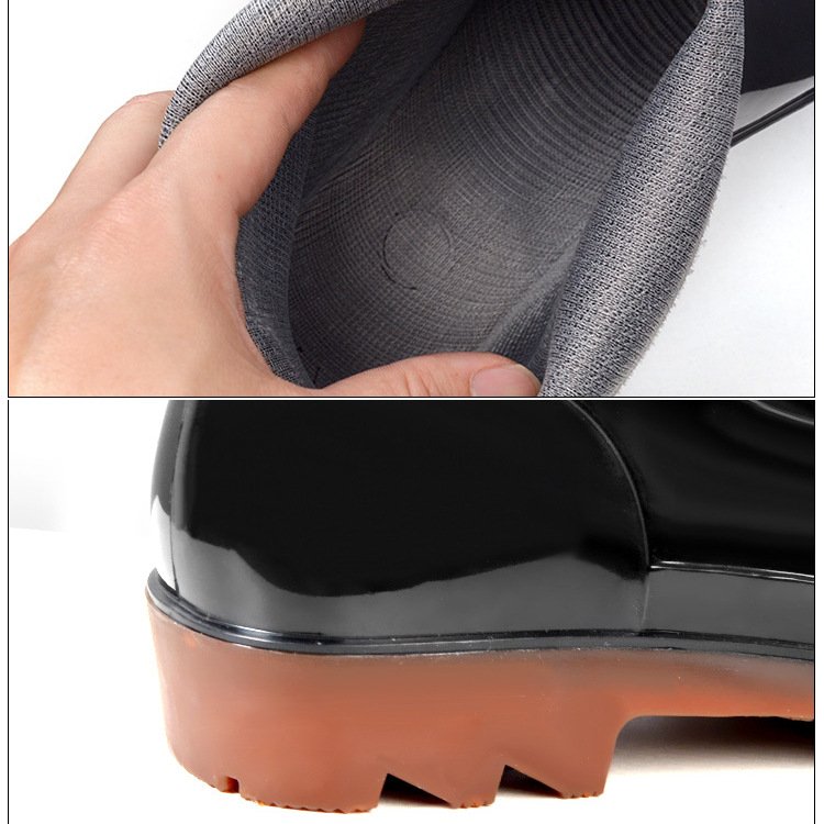 Black Low Cut Rain Boots for Men PVC Waterproof Non-Slip Sole Garden Shoes Outdoor Ankle Rain Boots Water Shoes