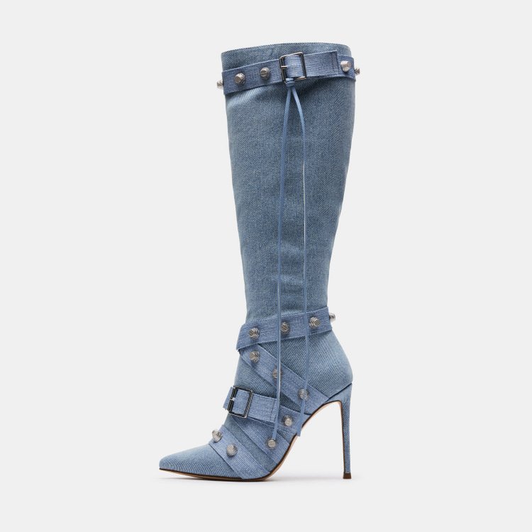 XINZI RAIN Custom Logo Ladies High Heel Boots Fashion Brands Pointy Toe Women Knee High Stiletto Boots