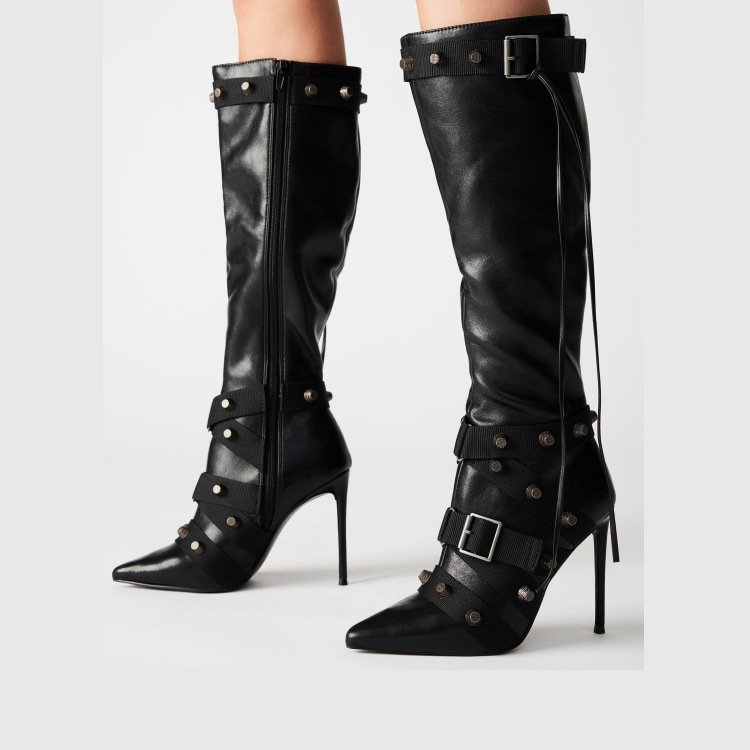 XINZI RAIN Custom Logo Ladies High Heel Boots Fashion Brands Pointy Toe Women Knee High Stiletto Boots