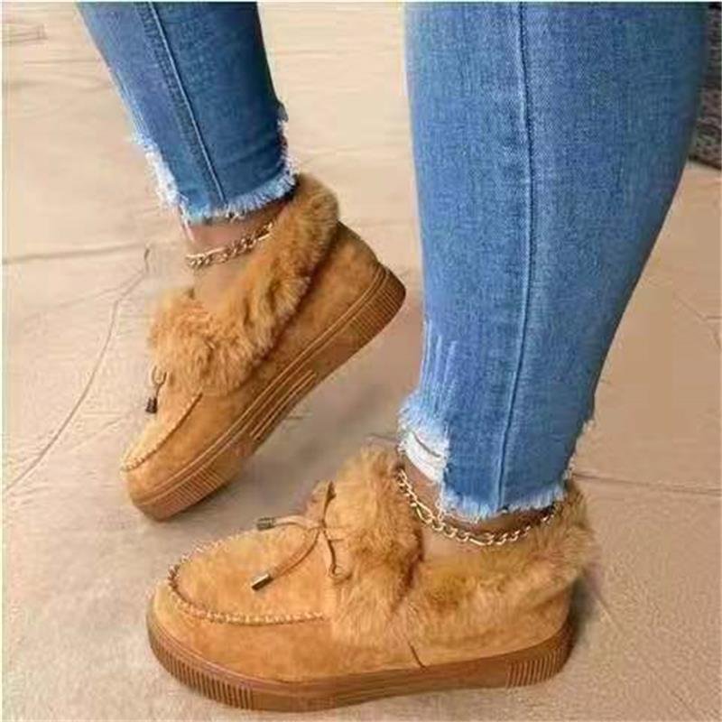 Women's cotton shoes winter round toe platform sole thick bottom plus velvet thick warm plus size ankle boots casual snow shoes