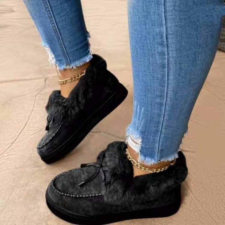 Women's cotton shoes winter round toe platform sole thick bottom plus velvet thick warm plus size ankle boots casual snow shoes