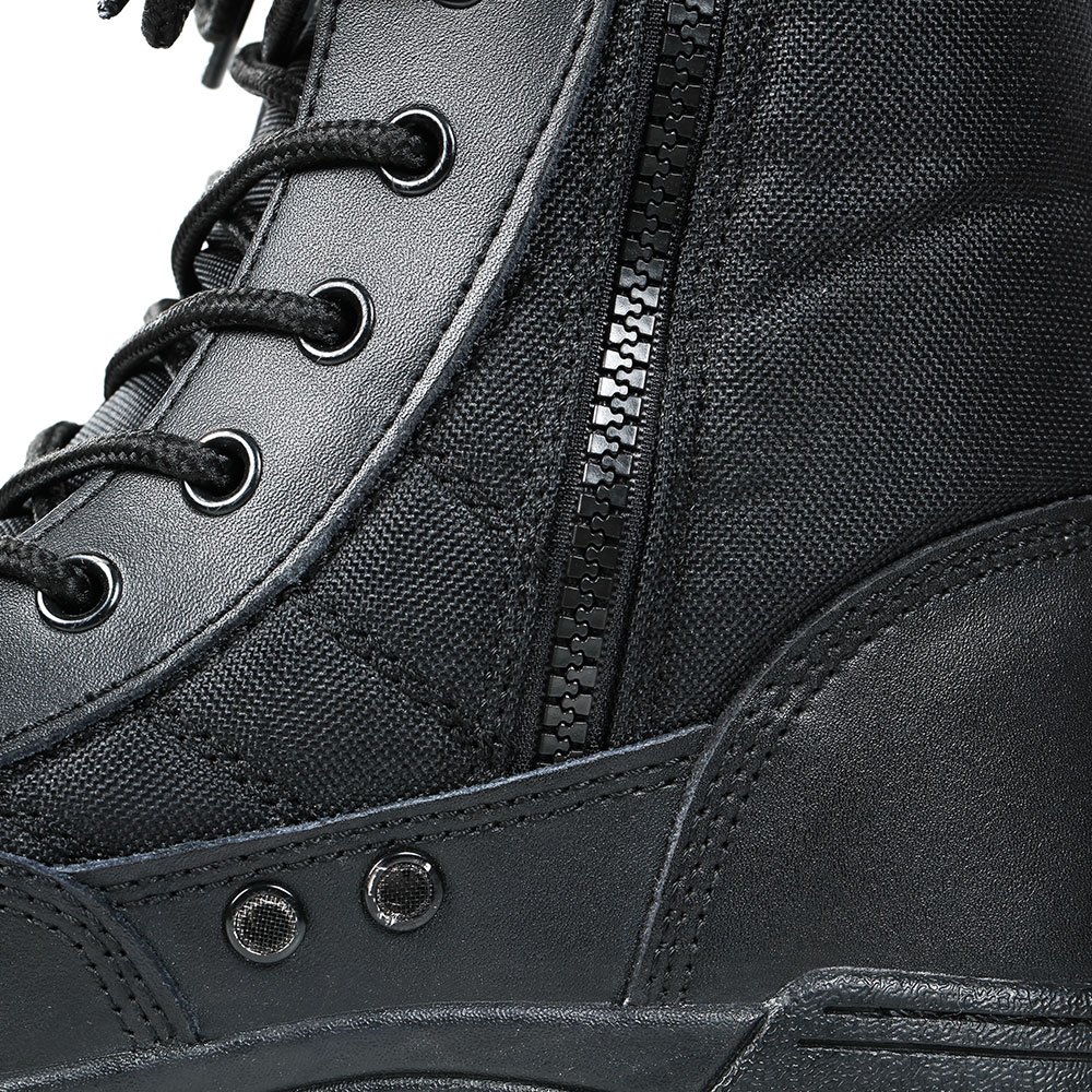 Best Seller Cheap Black Genuine Leather Tactical Boot with Side Zipper Training Boots Botas
