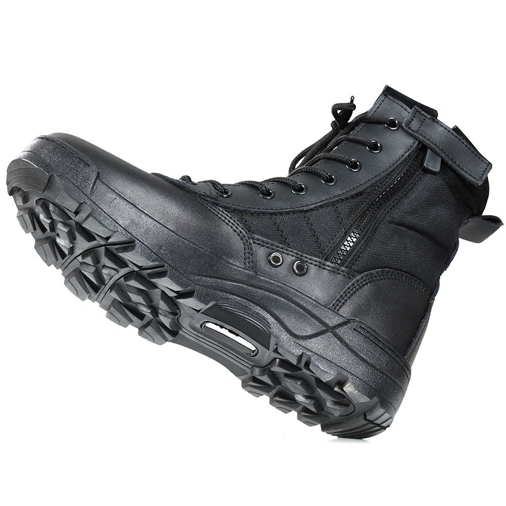 Best Seller Cheap Black Genuine Leather Tactical Boot with Side Zipper Training Boots Botas
