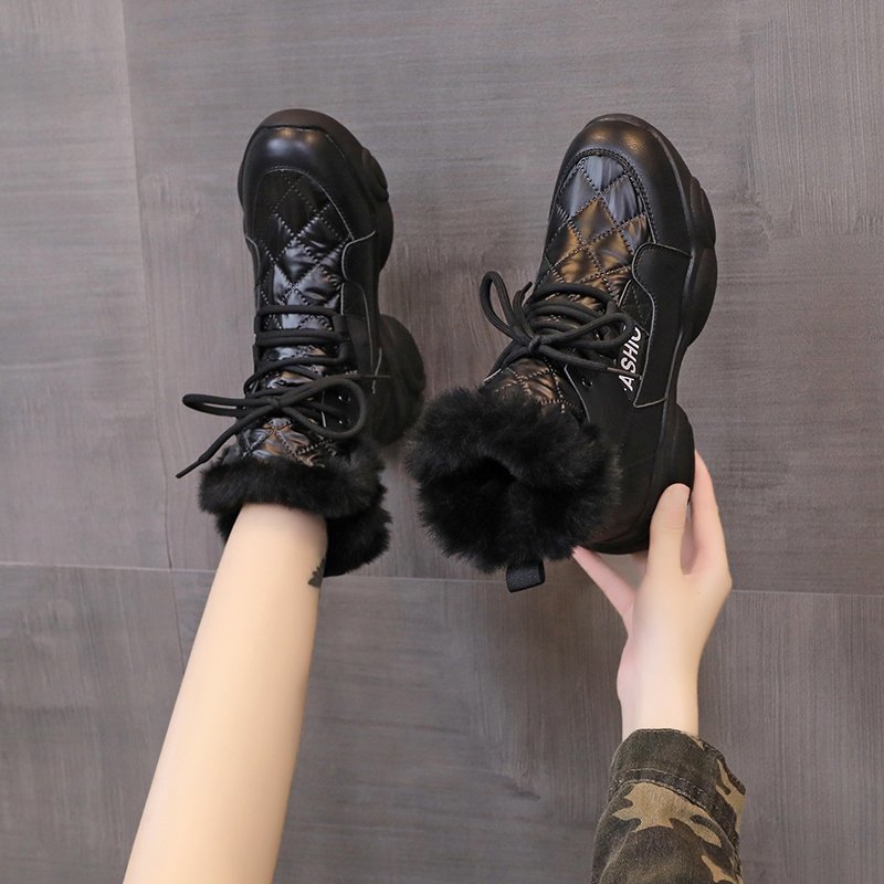 Fur booties design boots for woman fashion heighten fuzzy boots casual winter boots for woman