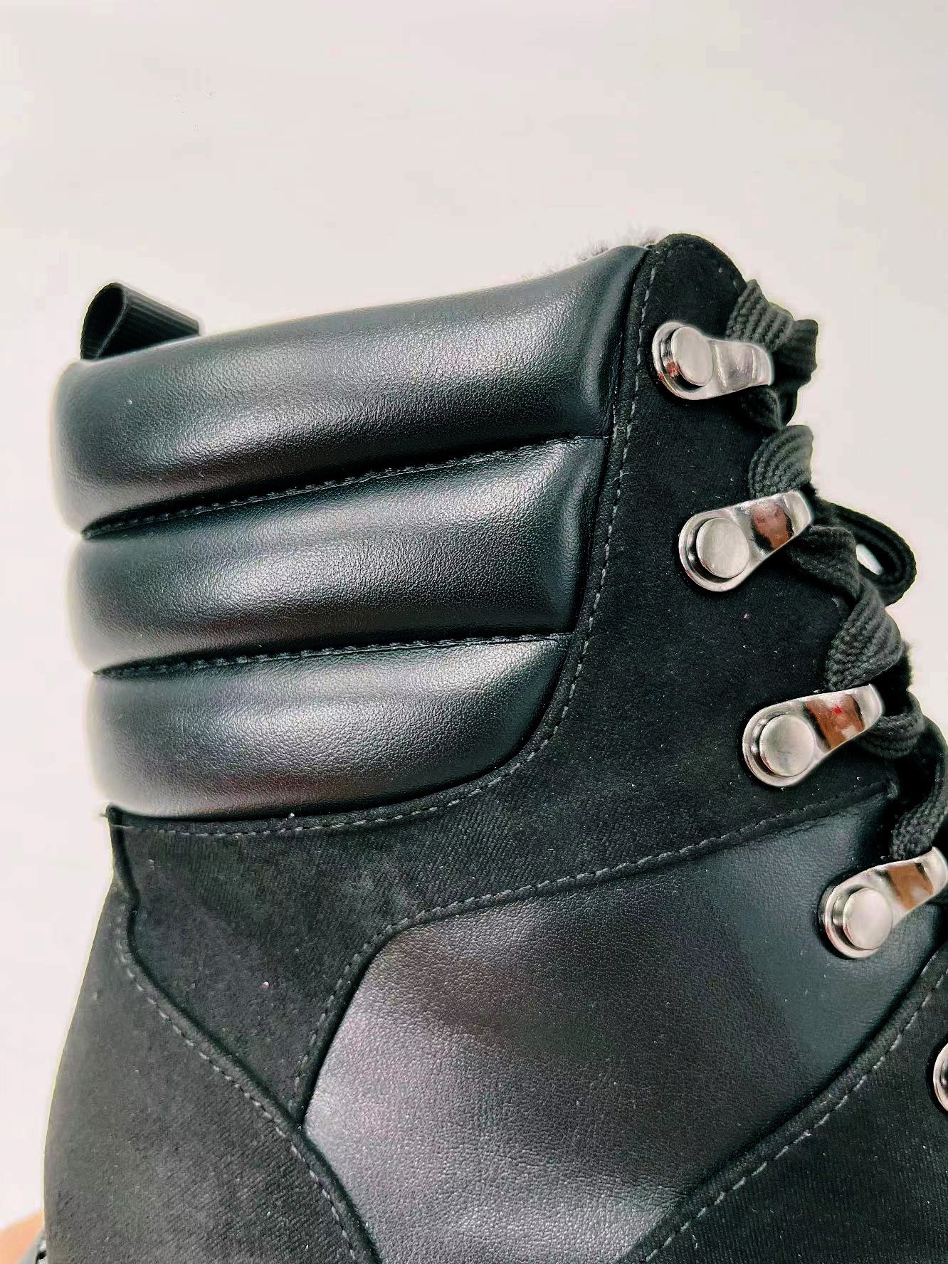 Milan China Manufacturer Anti slippery women's hiking ankle boots stylish black PU winter shoes flat work boots for women