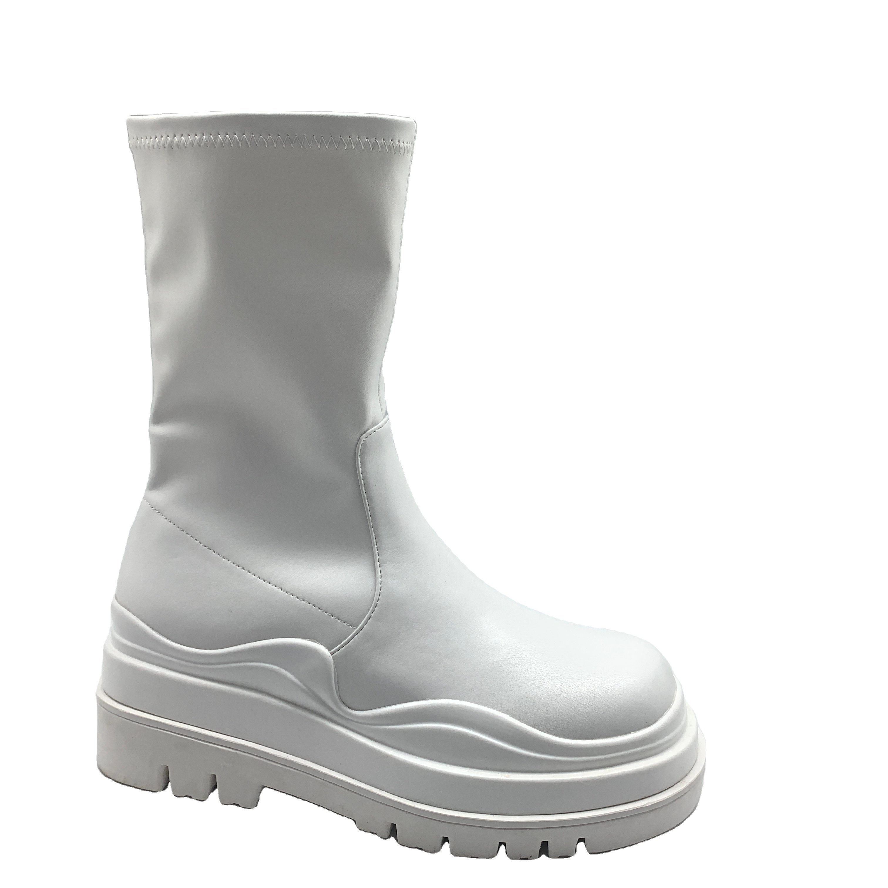 fashion mid-calf boots flat chunky heel ladies boots
