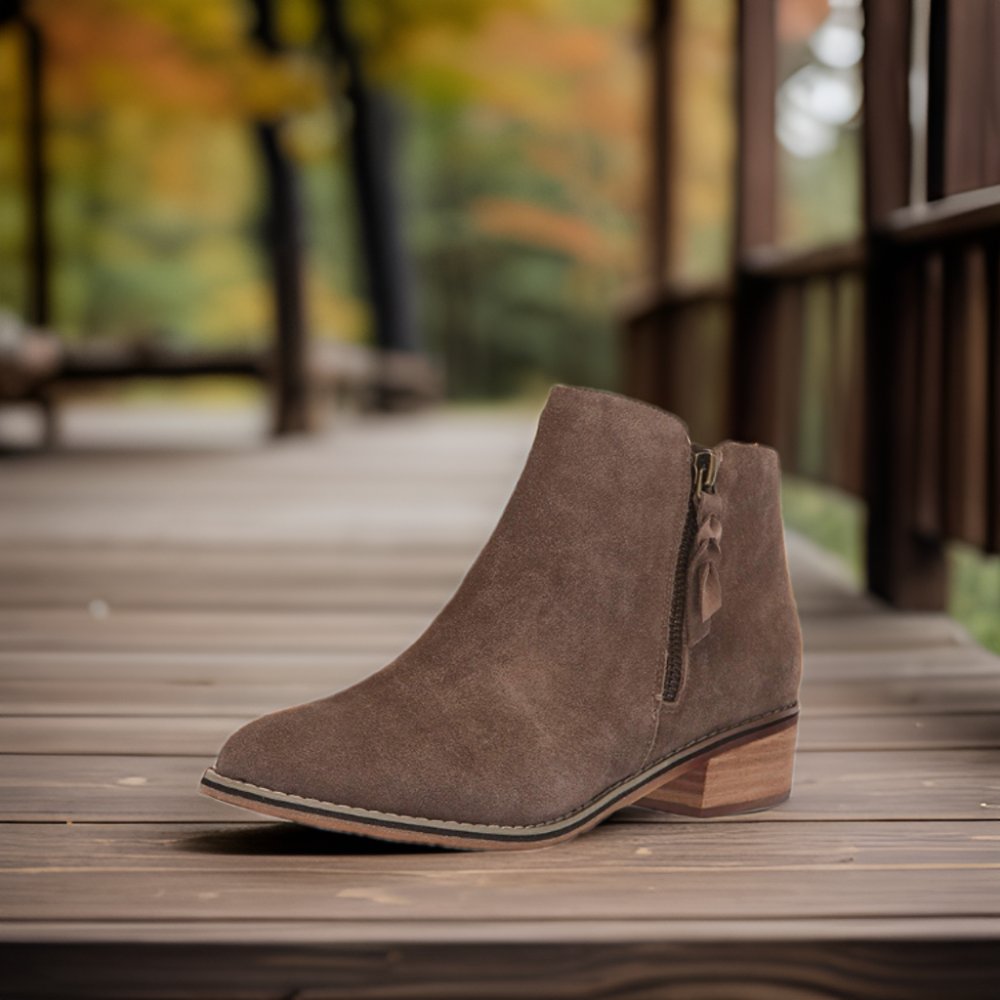 Customizable Color Suede Ankle Boots for Women Waterproof and Breathable with Rubber and Eva Insoles Zip Closure Anti-Slippery