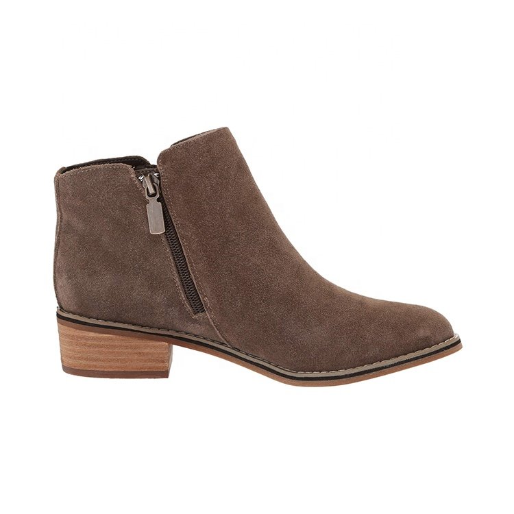 Customizable Color Suede Ankle Boots for Women Waterproof and Breathable with Rubber and Eva Insoles Zip Closure Anti-Slippery