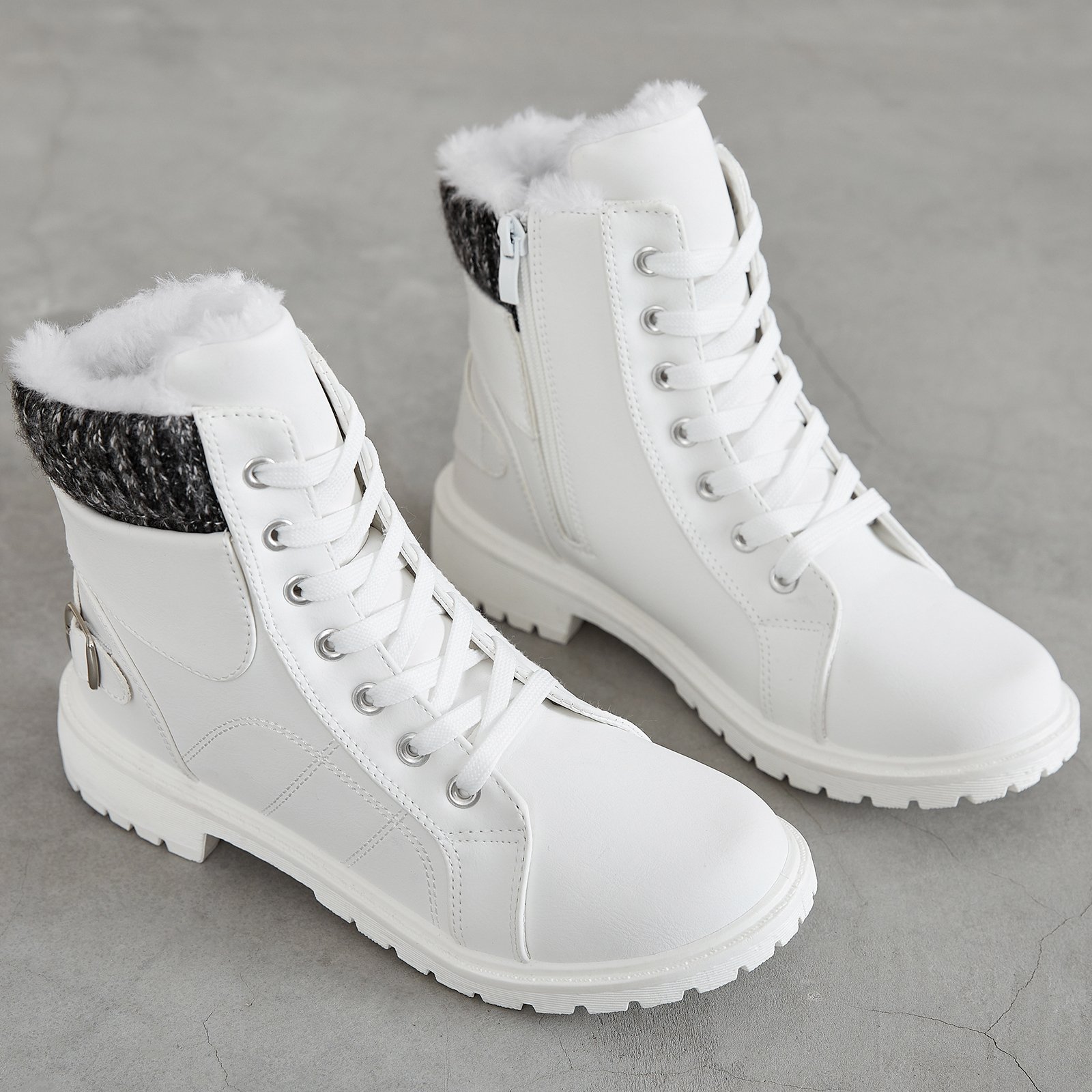 XRH Customized Bulk PVC Sole Faux Fur Lining Half Boots Wholesale Casual Waterproof Ladies Snow Winter Ankle Boots For Women