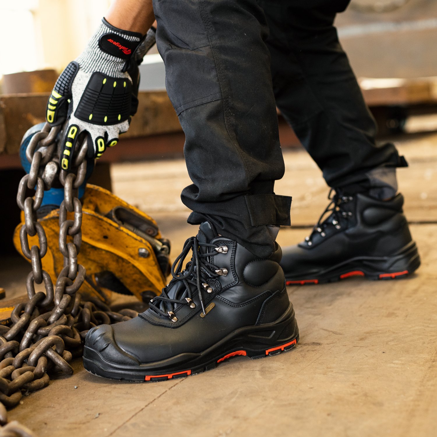 S3 Waterproof Genuine Leather Work Boots Non Slip Composite Toe 8 Inch Safety Shoes