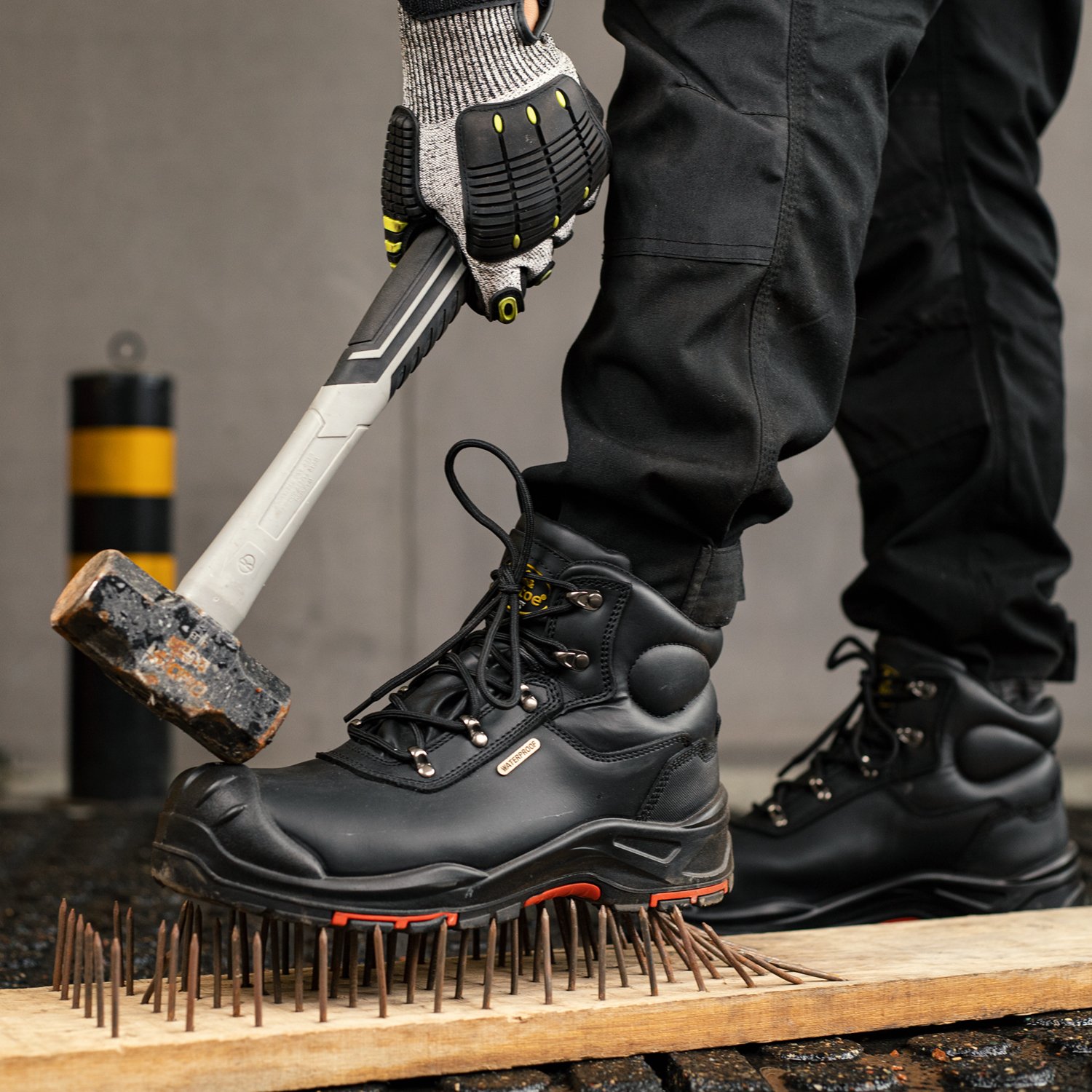 S3 Waterproof Genuine Leather Work Boots Non Slip Composite Toe 8 Inch Safety Shoes