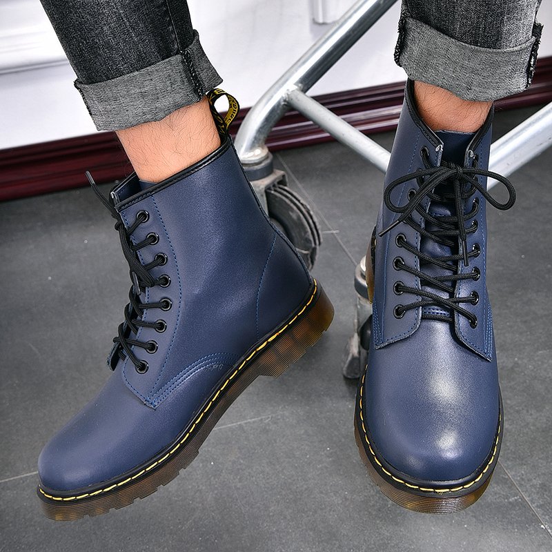 British Style Leather Boots High-top Plus Male Boots Large Size Outdoor Casual Shoes Winter Snow Boots for Men Warm Botas 35-47