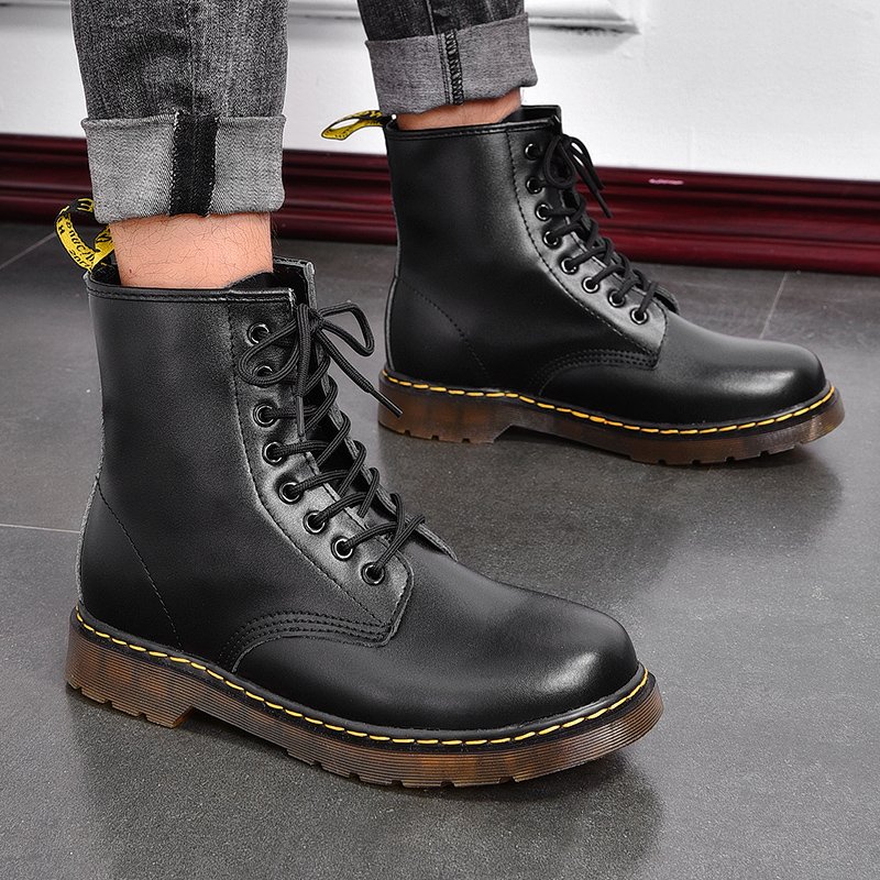 British Style Leather Boots High-top Plus Male Boots Large Size Outdoor Casual Shoes Winter Snow Boots for Men Warm Botas 35-47