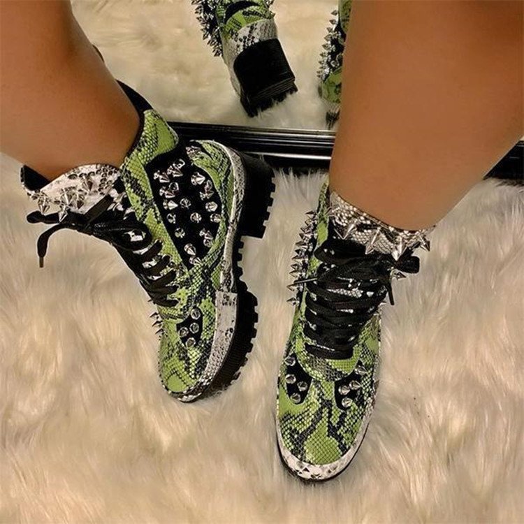 New fashion lace up high heel platform ankle boots Rivets women shoes