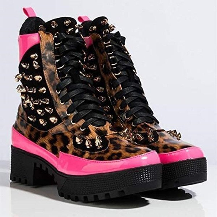 New fashion lace up high heel platform ankle boots Rivets women shoes